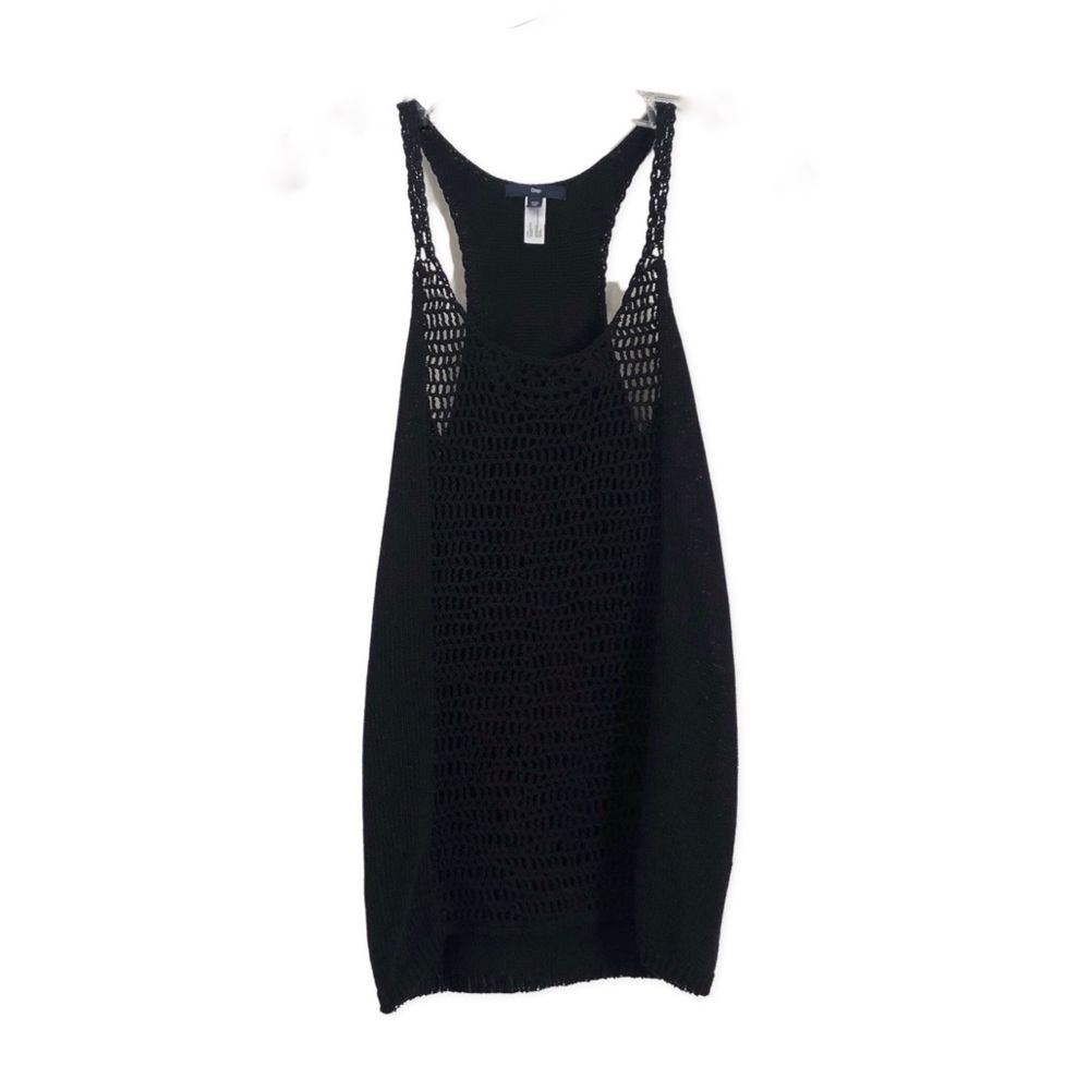 Gap Black Crochet Racer Back Tank Top D6